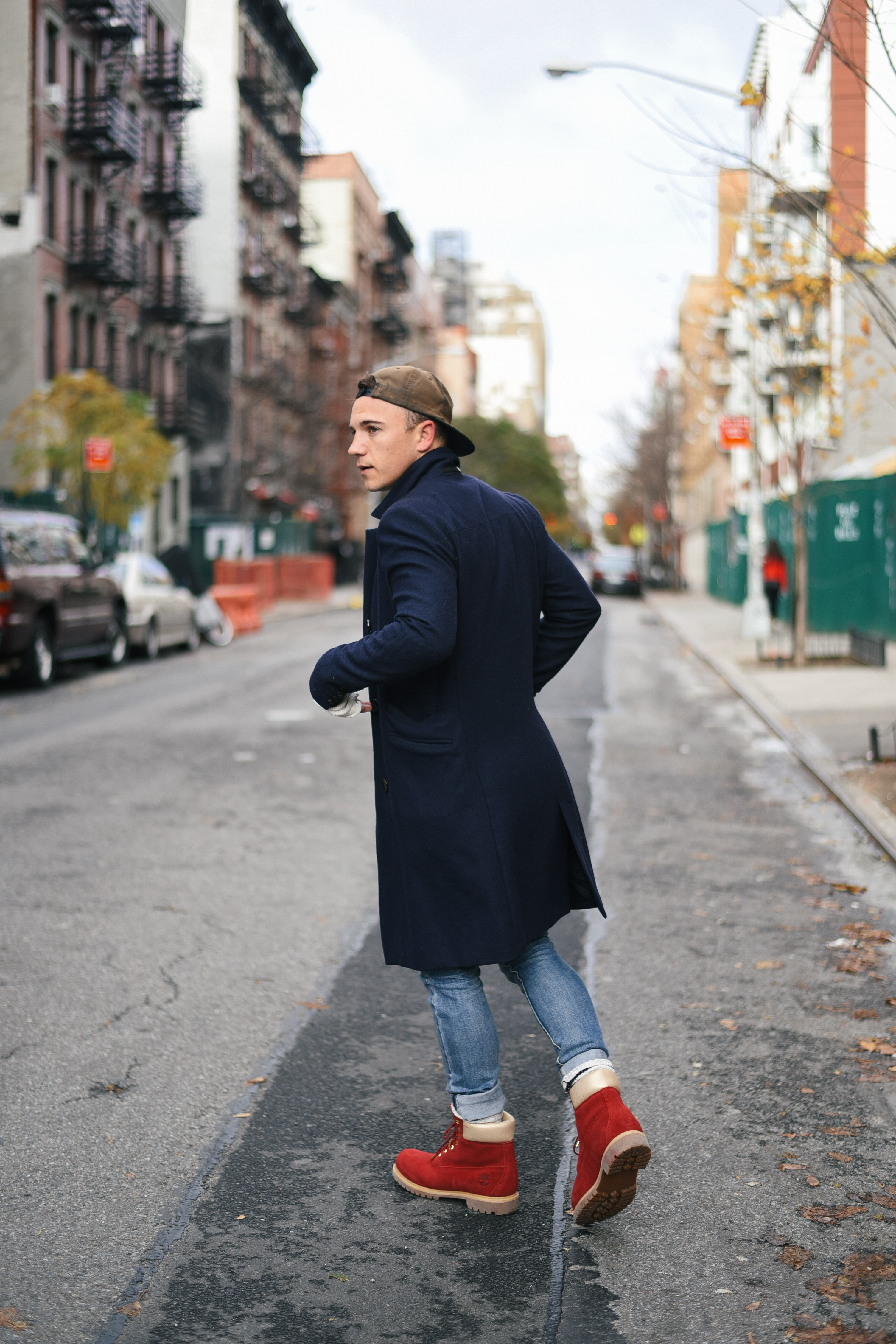 Men's Fashion Blogger Justin Livingston wears Timberland Nice Boots Holiday Boots in New York City