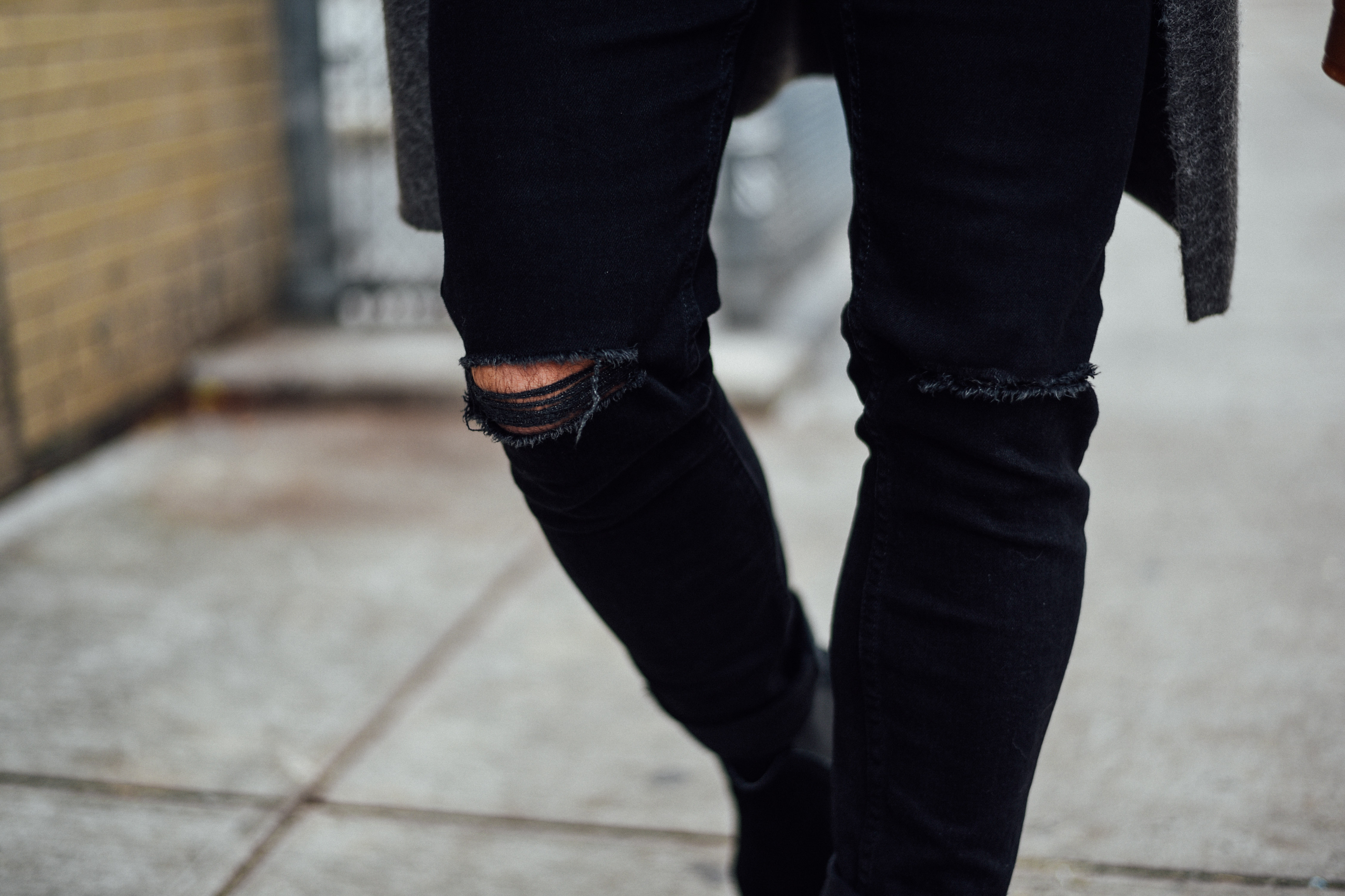 Men's Fashion Blogger Justin Livingston wears Topman Jacket Distressed Denim Black Chelsea Boots in New York City