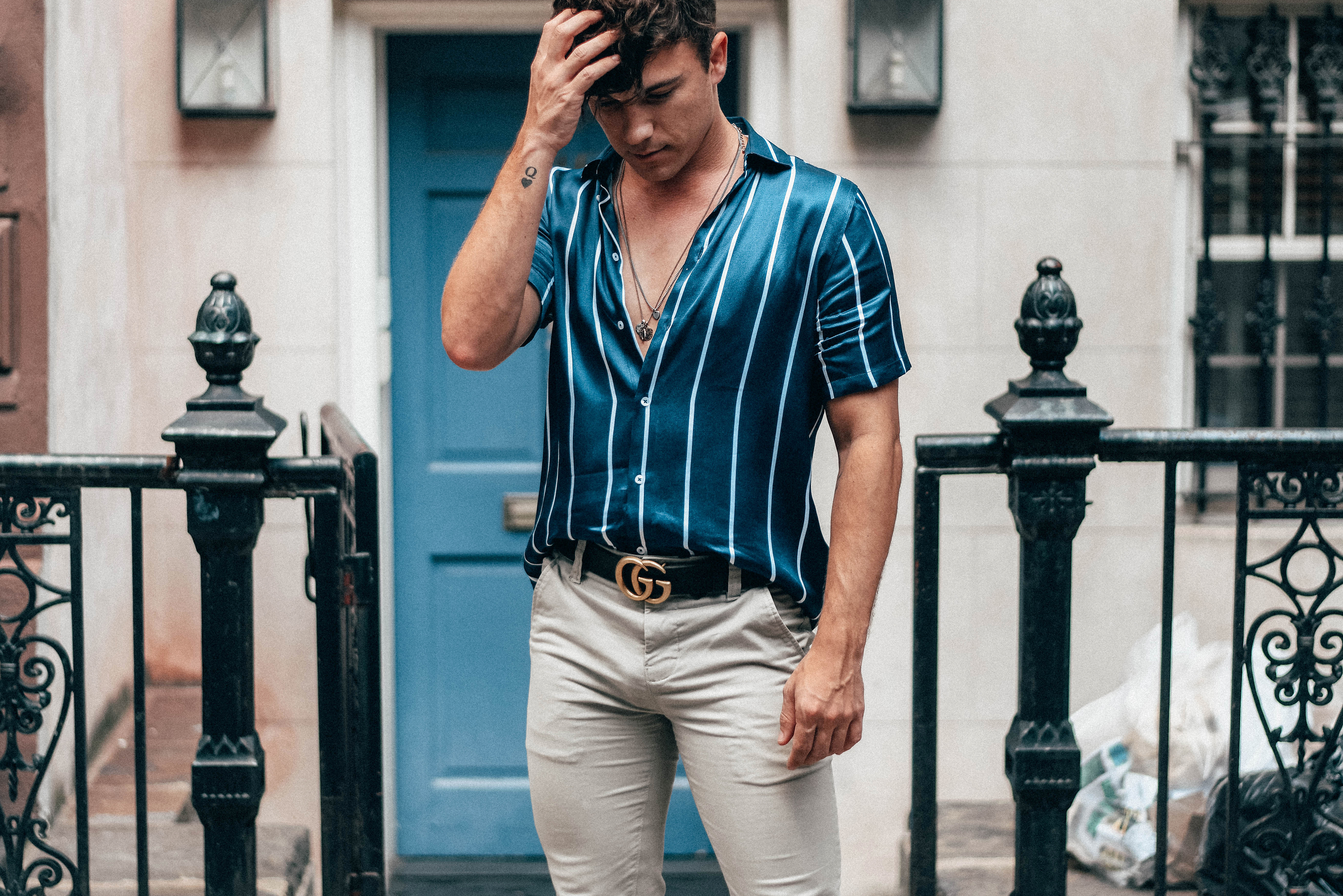 Men's Zara Striped Sateen Shirt New York City Fashion Menswear