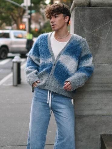 Scout Sixteen - Justin Livingston. Zara Blue Graphic Sweater. Amazon Fashion Blue Jeans. Atoms White Sneakers.