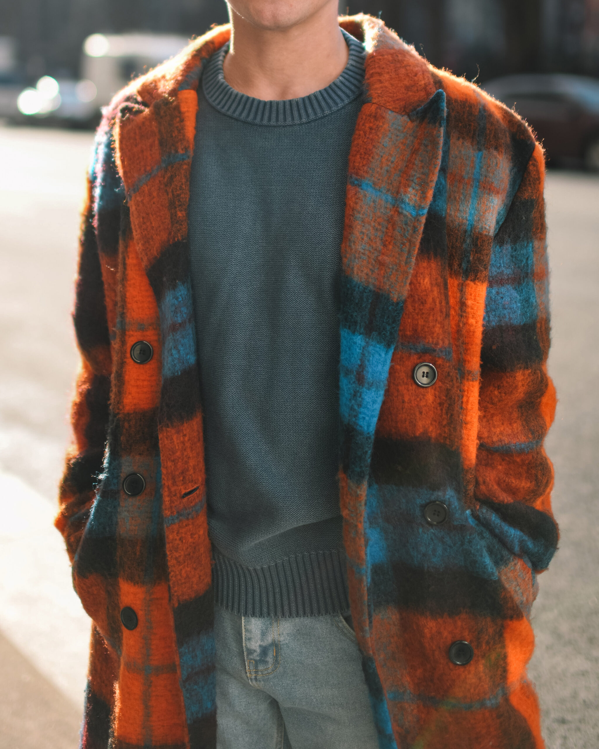 Scout Sixteen - Justin Livingston // Red Plaid Coat, NYC Men's Winter Fashion, Long Plaid Coat