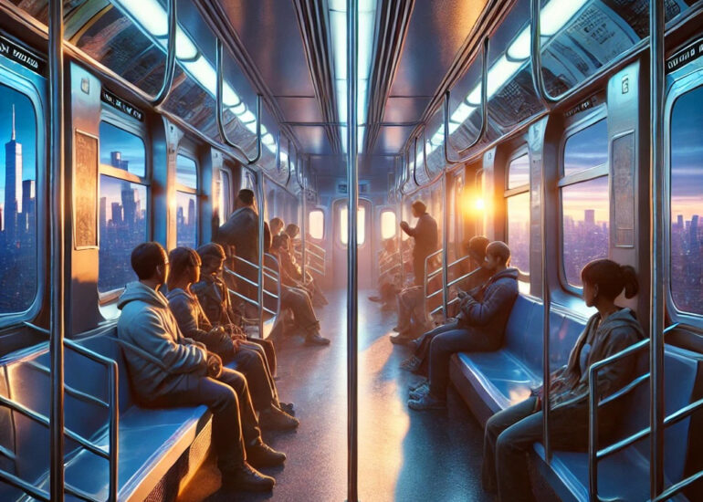 Scout Sixteen - Justin Livingston // NYC Subway at Dusk, created with ChatGPT AI