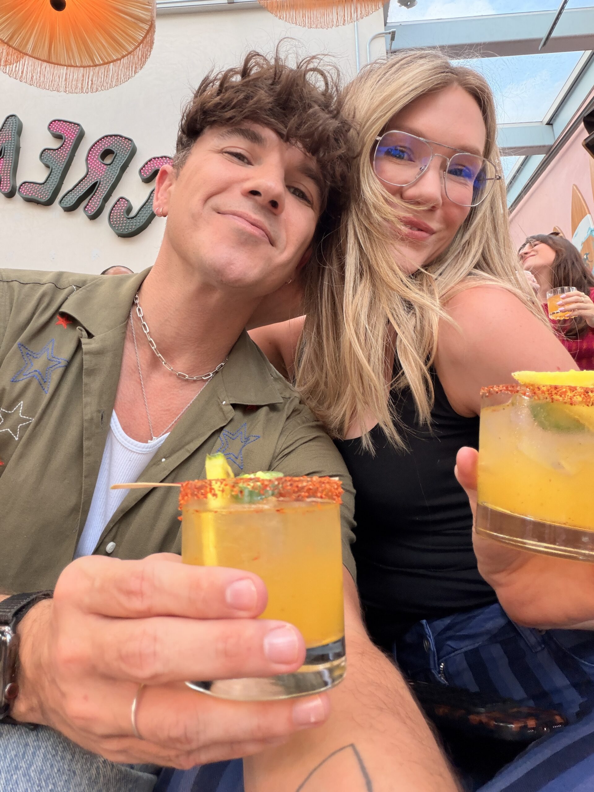 Scout Sixteen / Justin Livingston (justinliv) with women's fashion, entertaining, and lifestyle creator Cheralee Lyle (@cheraleelyle) - NYC Men's Fashion Inspiration -- On The Rocks Pre-Made Ready TO Drink Cocktails Passion Fruit Margarita